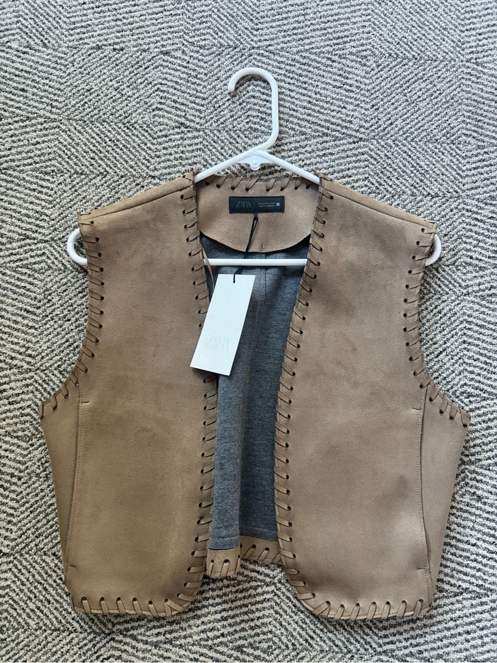 ZARA Womens Tan Suede Vest Size XS NWT